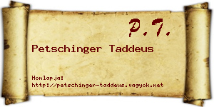 Petschinger Taddeus névjegykártya